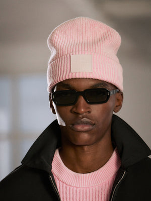 WASHED RIBBED BEANIE - PINK