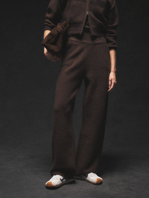 CONTRAST STRIPE KNITTED JOGGERS - CHOCOLATE