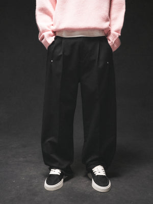 RIVET DETAIL TROUSERS - BLACK