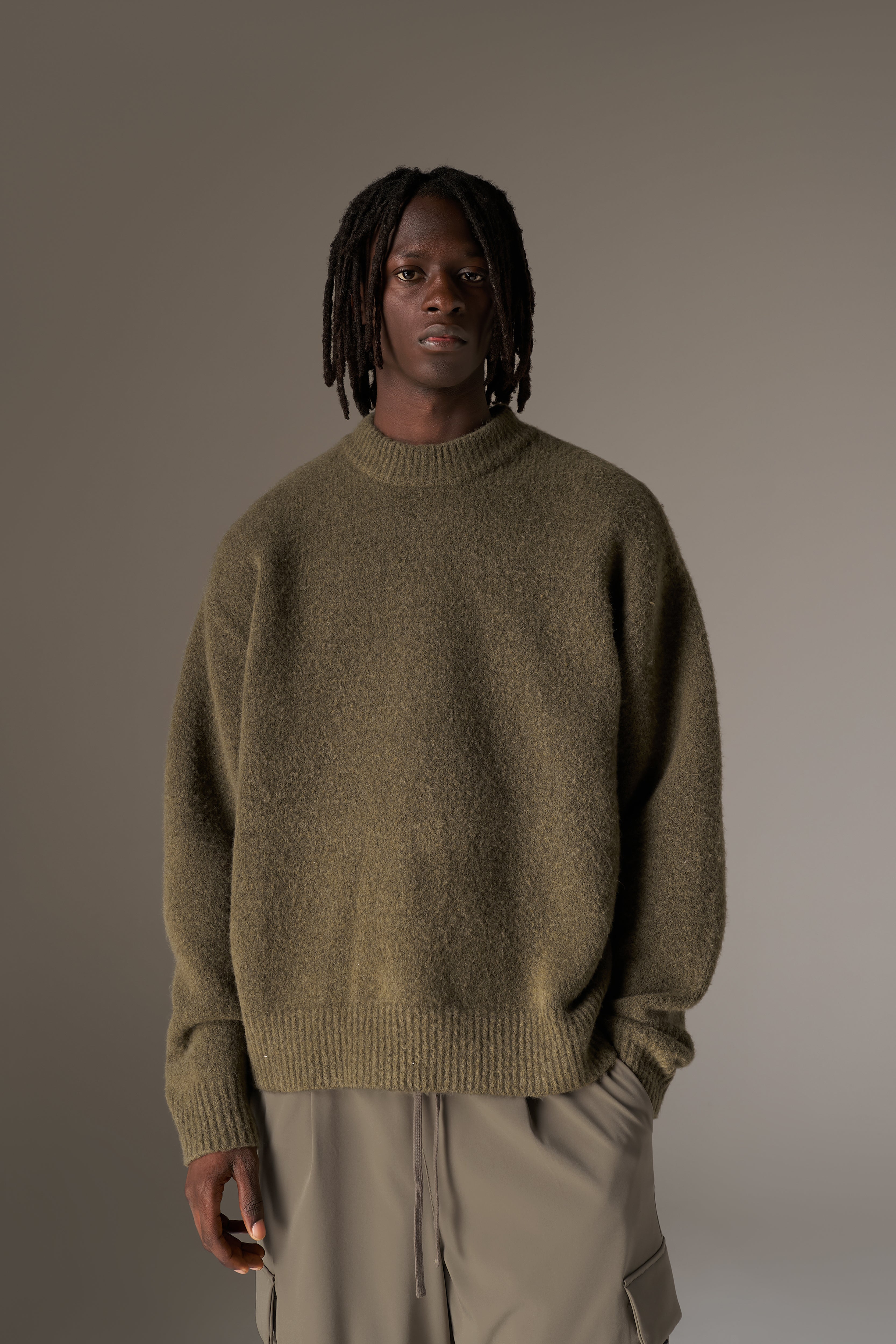 COPYRIGHT BRUSHED KNIT JUMPER - KHAKI