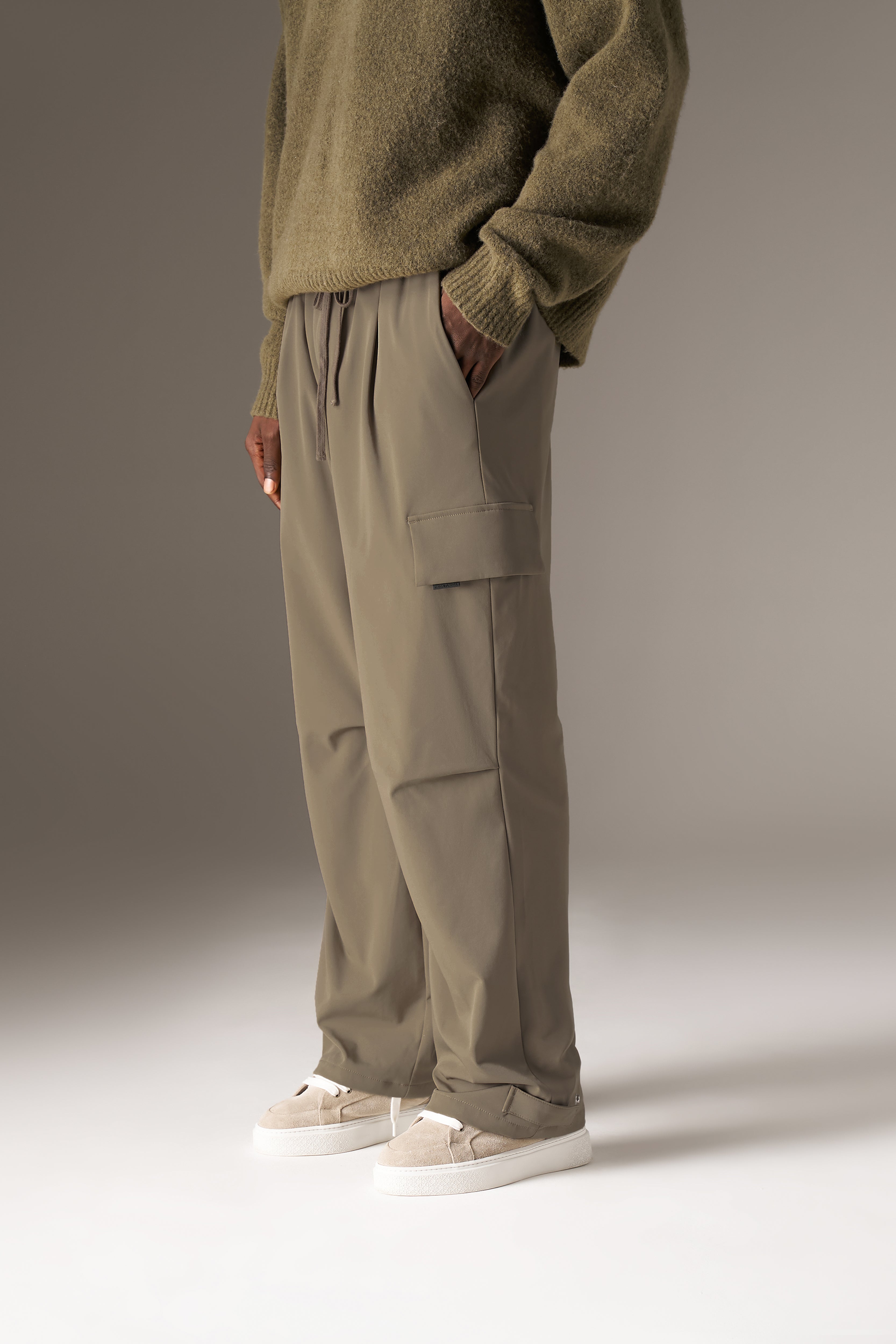 TECHNICAL WIDE LEG TROUSERS - KHAKI