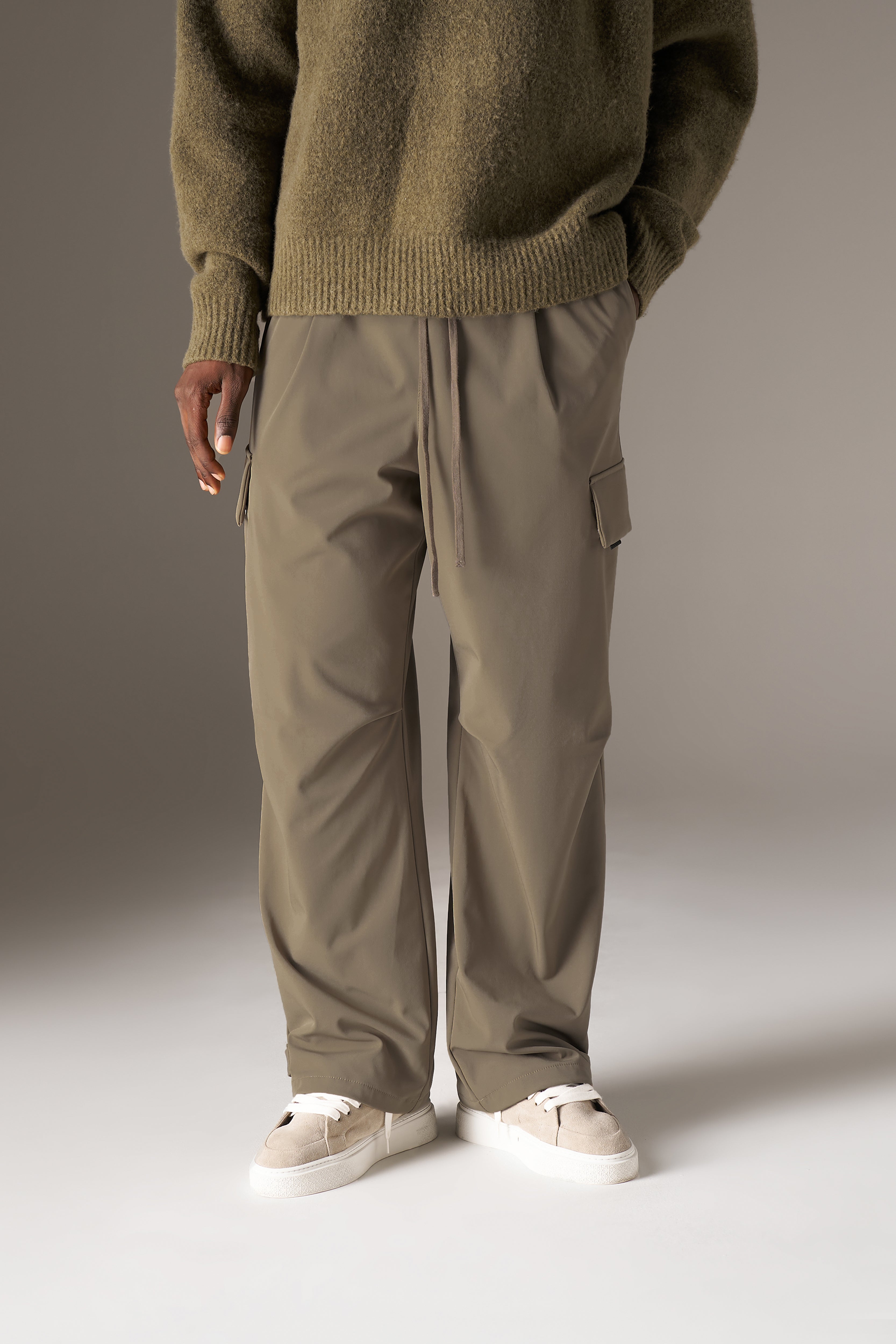 TECHNICAL WIDE LEG TROUSERS - KHAKI