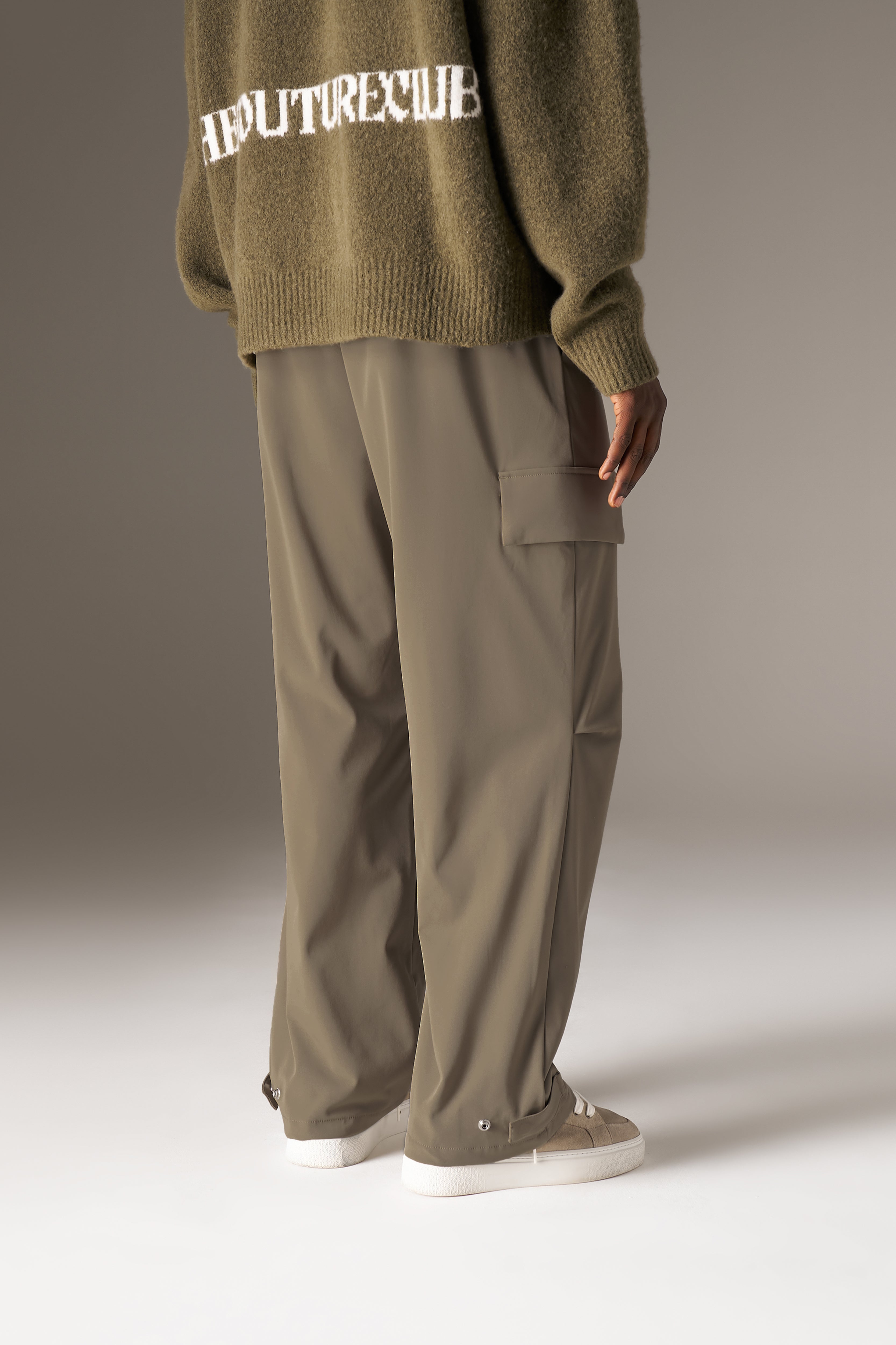TECHNICAL WIDE LEG TROUSERS - KHAKI