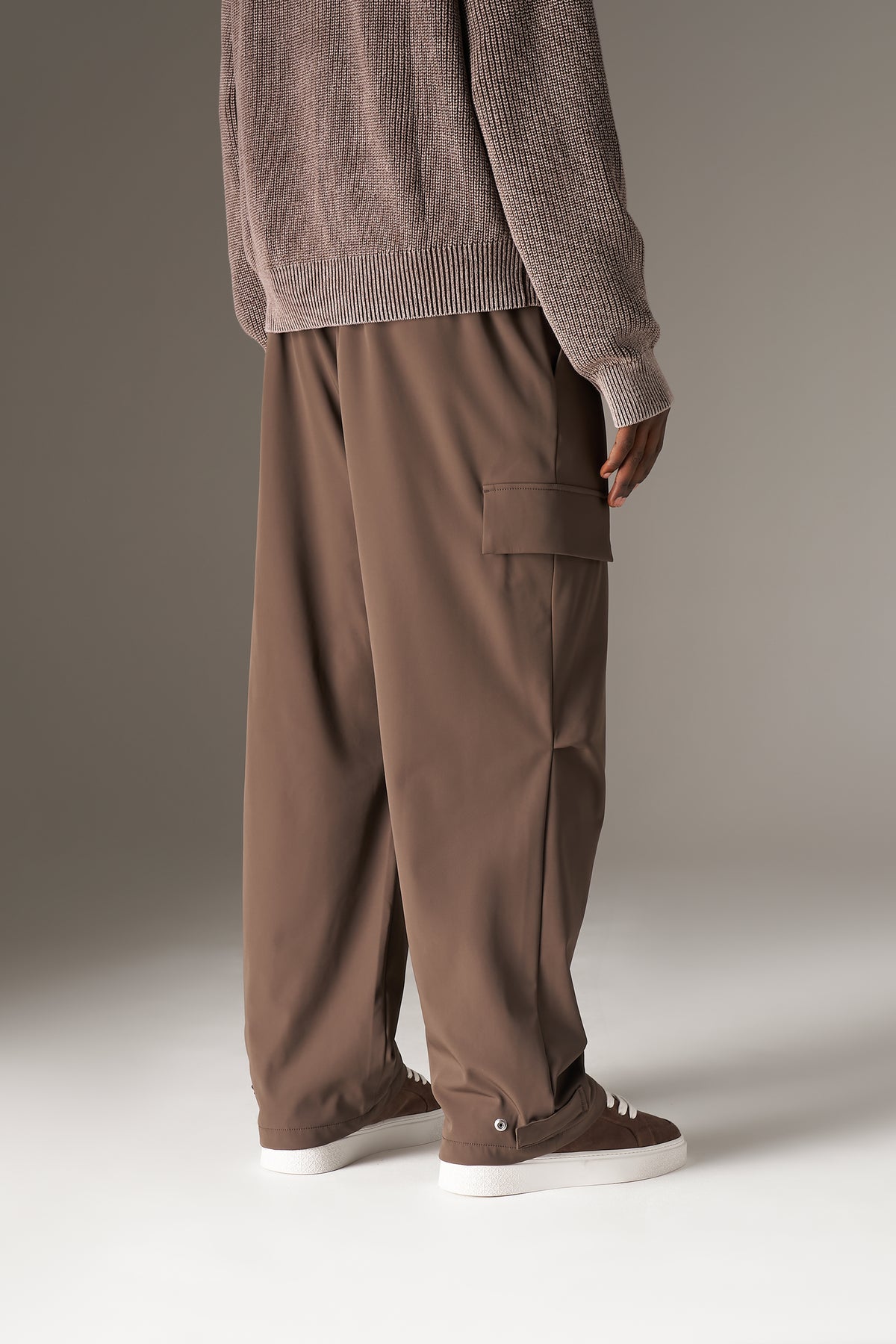 TECHNICAL WIDE LEG TROUSERS - BROWN