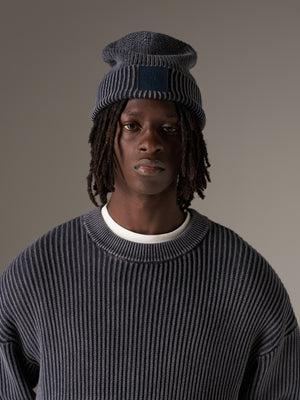 WASHED RIBBED BEANIE - PETROL