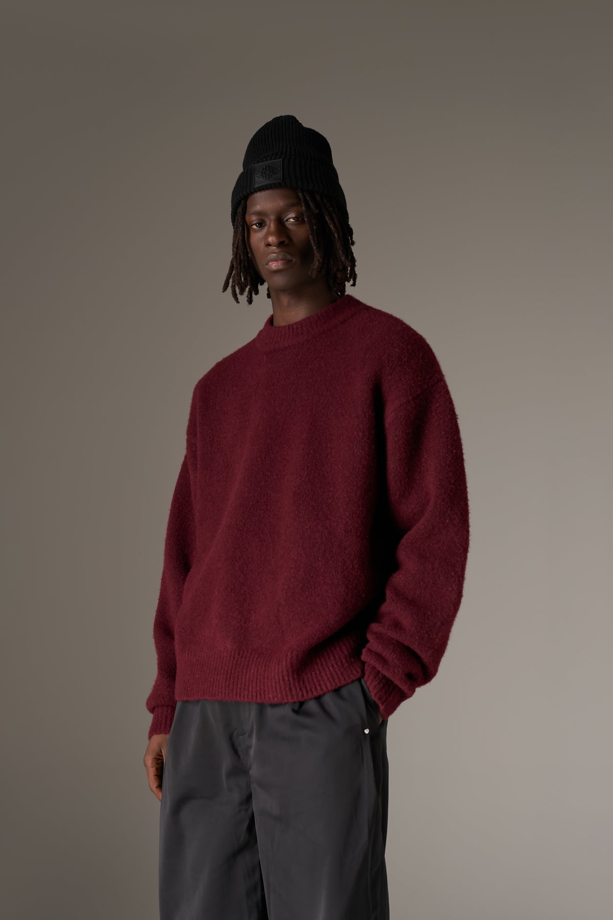 COPYRIGHT BRUSHED KNIT JUMPER - BURGUNDY