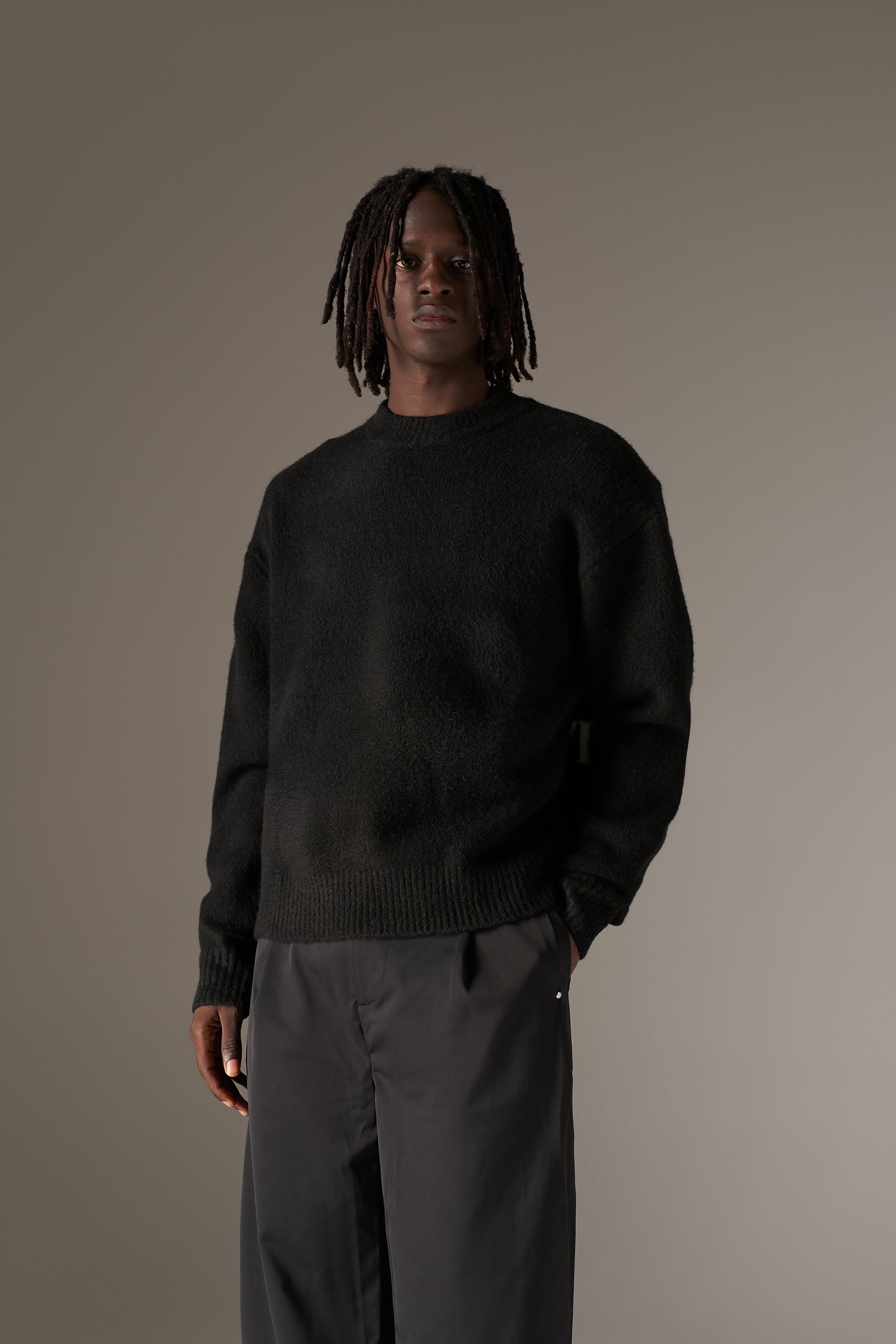 COPYRIGHT BRUSHED KNIT JUMPER - BLACK