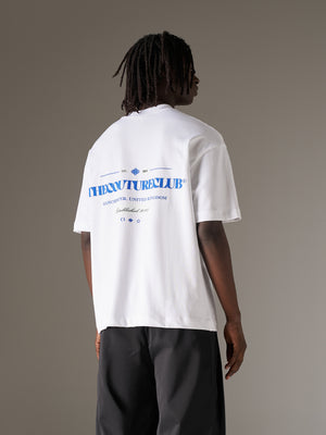 COPYRIGHT MULTI GRAPHIC T-SHIRT - WHITE BLUE