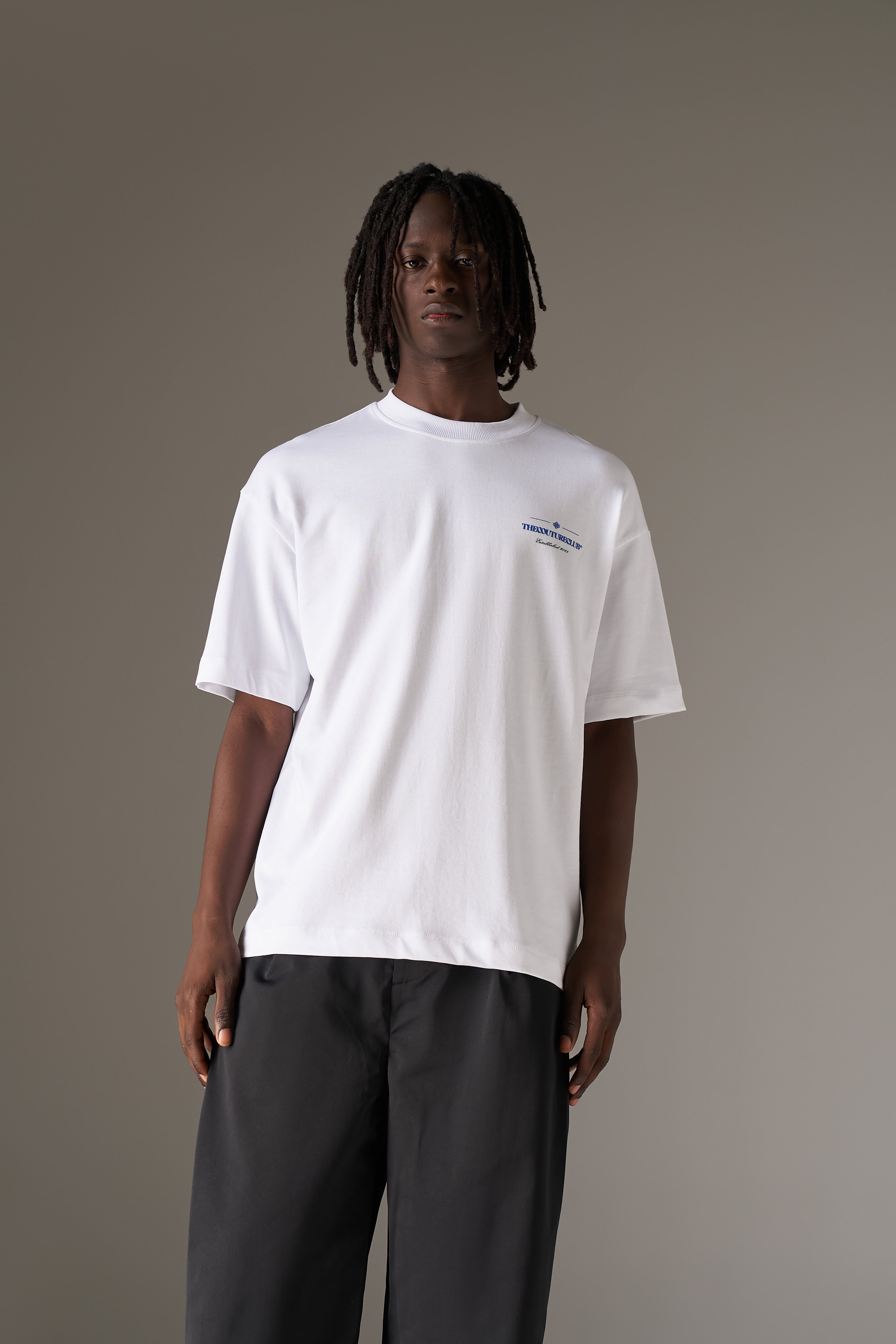 COPYRIGHT MULTI GRAPHIC T-SHIRT - WHITE BLUE
