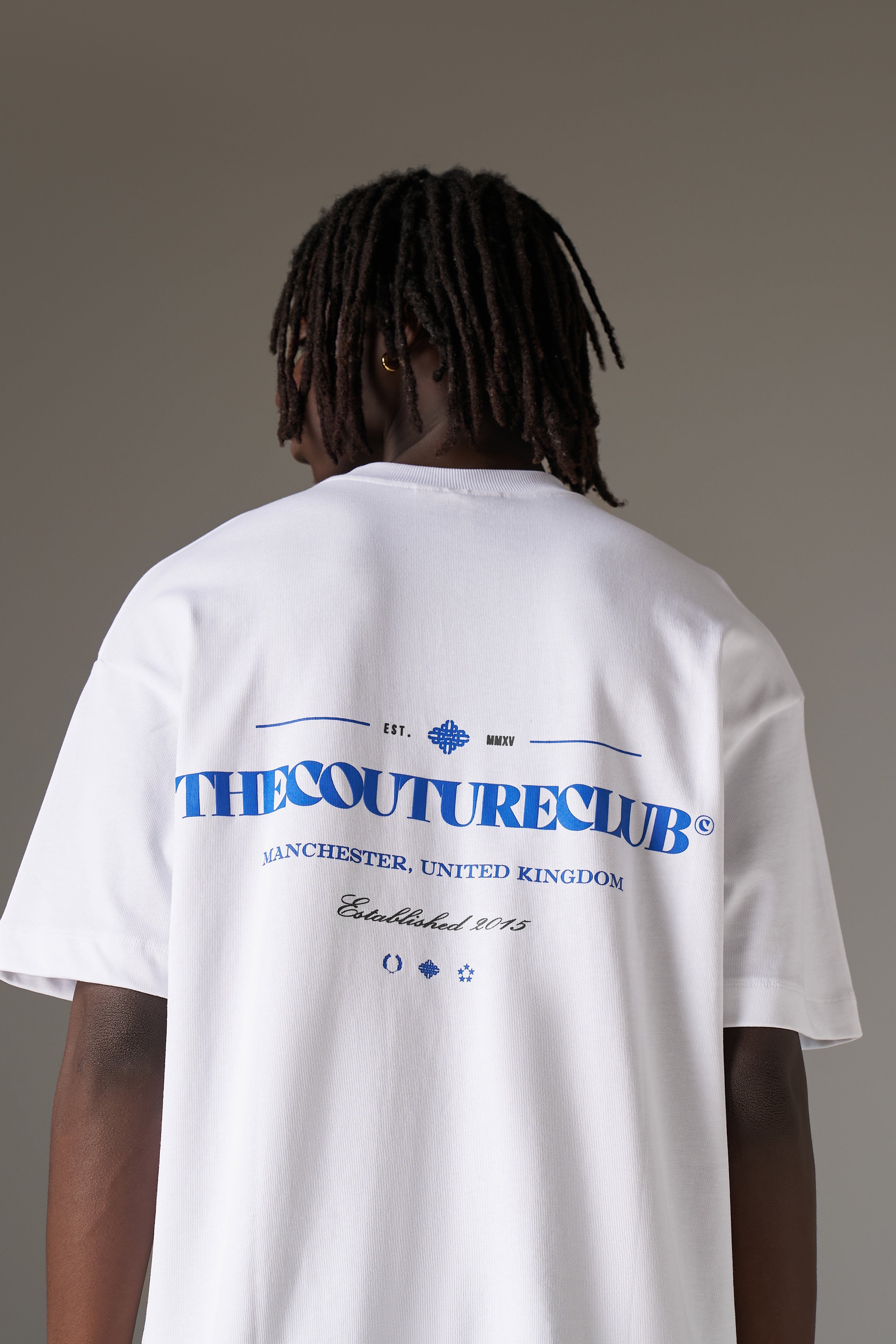 COPYRIGHT MULTI GRAPHIC T-SHIRT - WHITE BLUE