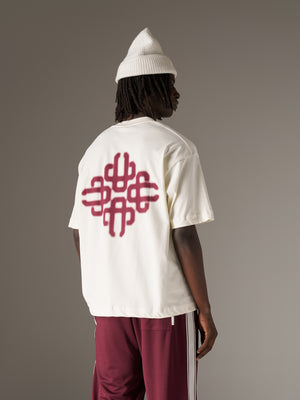 BLURRED GRAPHIC EMBLEM T-SHIRT - BURGUNDY