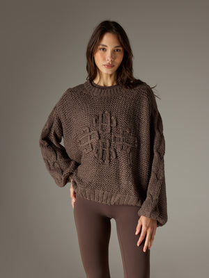 EMBLEM OVERSIZED KNIT JUMPER - COCOA