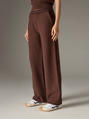 CONTRAST STRIPE KNITTED JOGGERS - CHOCOLATE