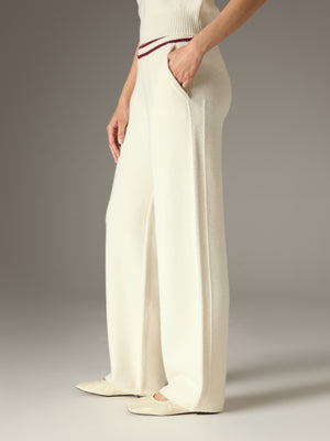 CONTRAST STRIPE KNITTED JOGGERS - OFF WHITE