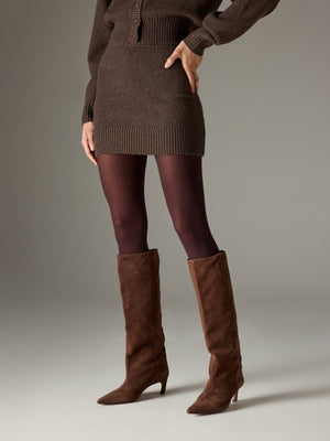 EMBLEM EMBROIDERED KNIT SKIRT - BROWN