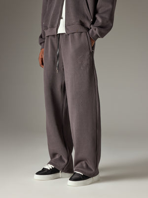KNIT CONTRAST DRAWCORDS RELAXED JOGGERS - CHARCOAL