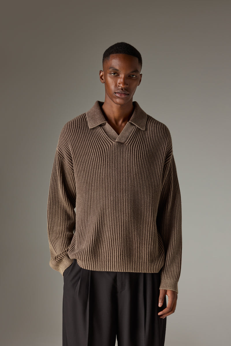 Brown High Neck Polo
