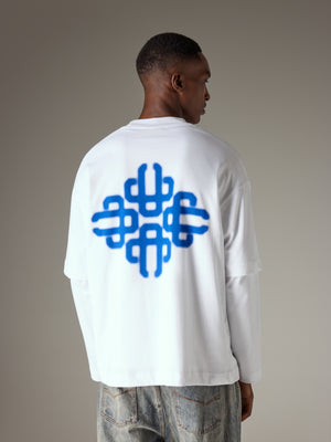 BLURRED GRAPHIC EMBLEM T-SHIRT - COBALT