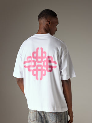 BLURRED GRAPHIC EMBLEM T-SHIRT - PINK