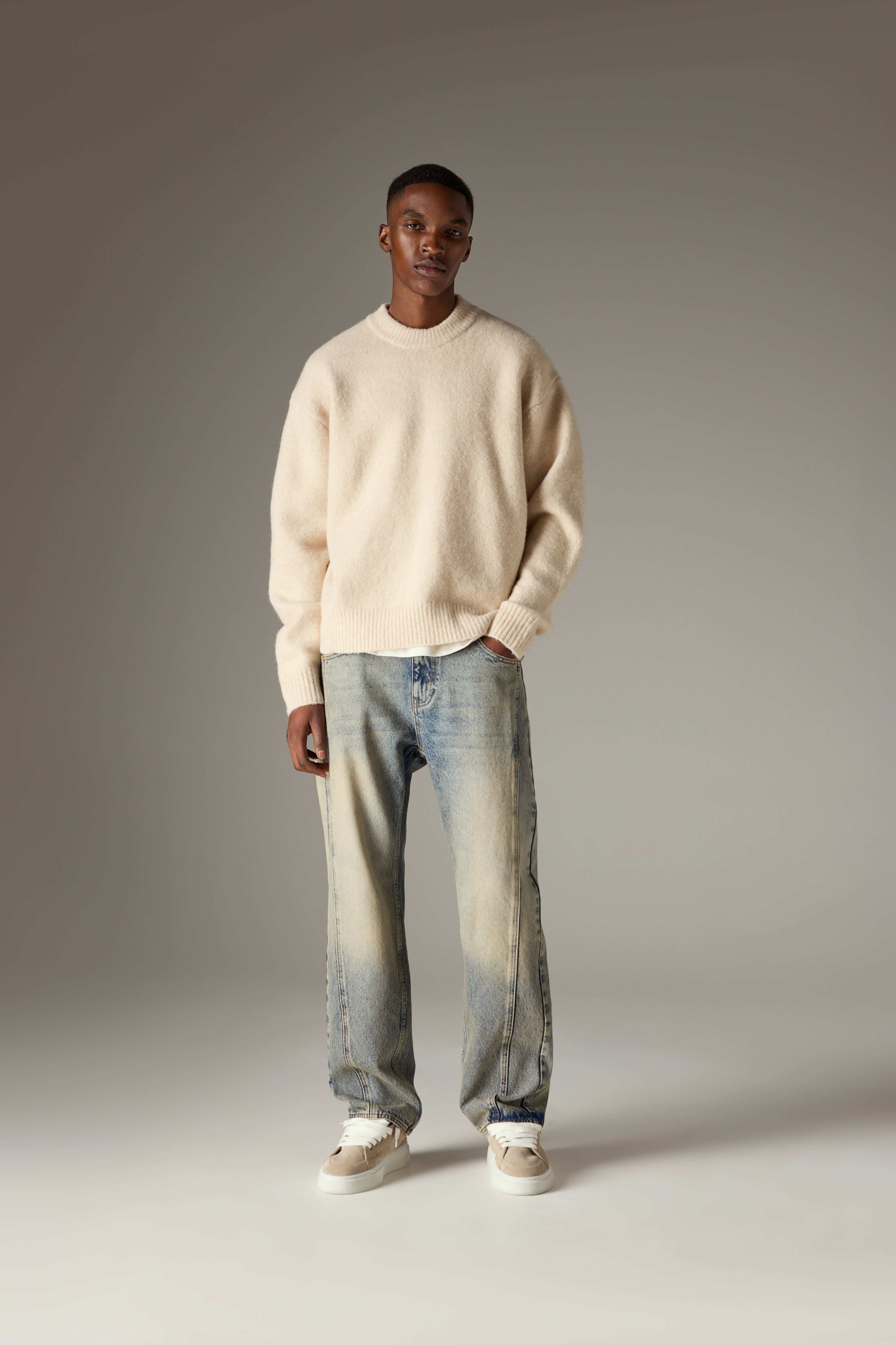 COPYRIGHT BRUSHED KNIT JUMPER - OFF WHITE