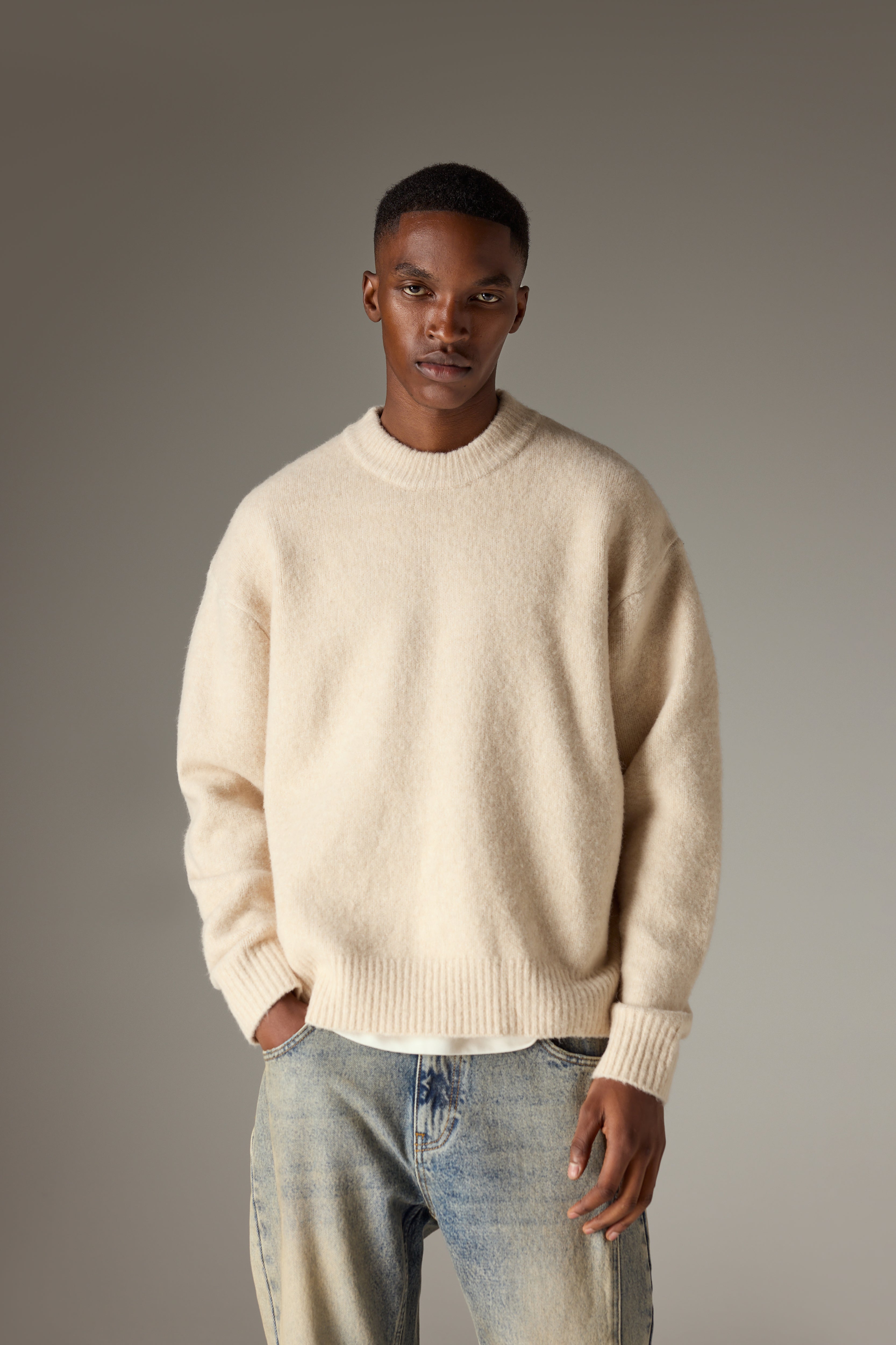 COPYRIGHT BRUSHED KNIT JUMPER - OFF WHITE