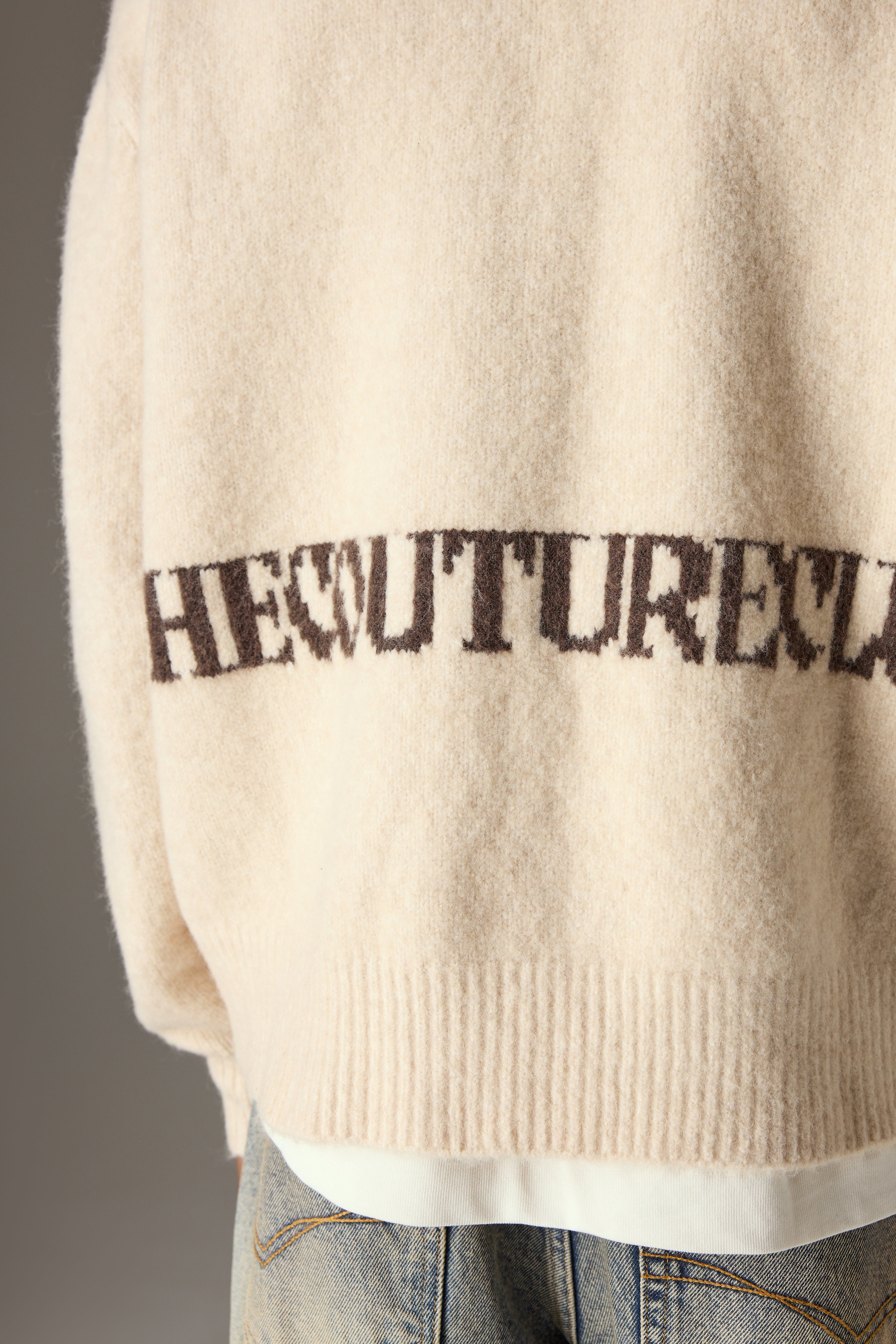 COPYRIGHT BRUSHED KNIT JUMPER - OFF WHITE