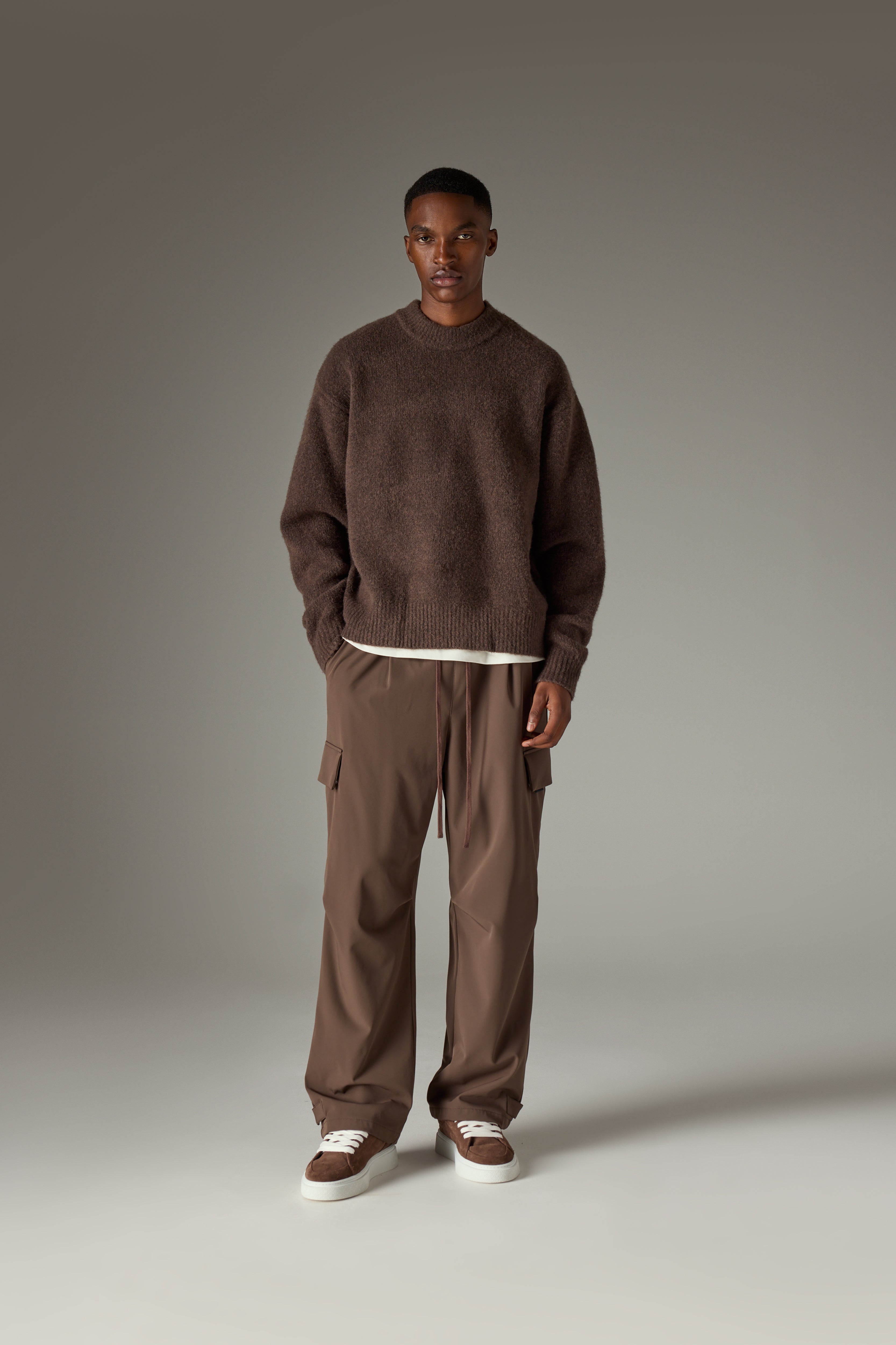 COPYRIGHT BRUSHED KNIT JUMPER - BROWN