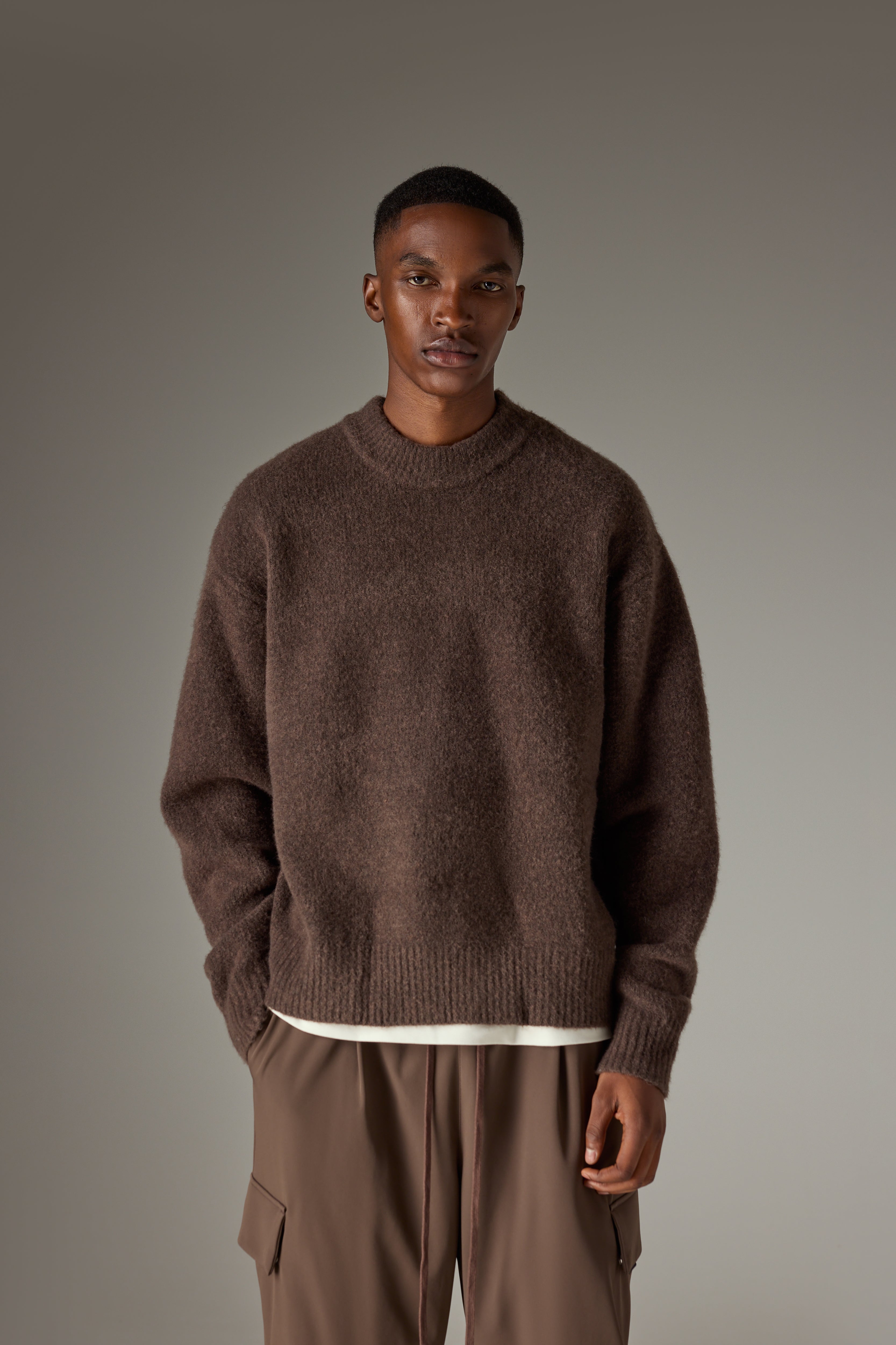 COPYRIGHT BRUSHED KNIT JUMPER - BROWN