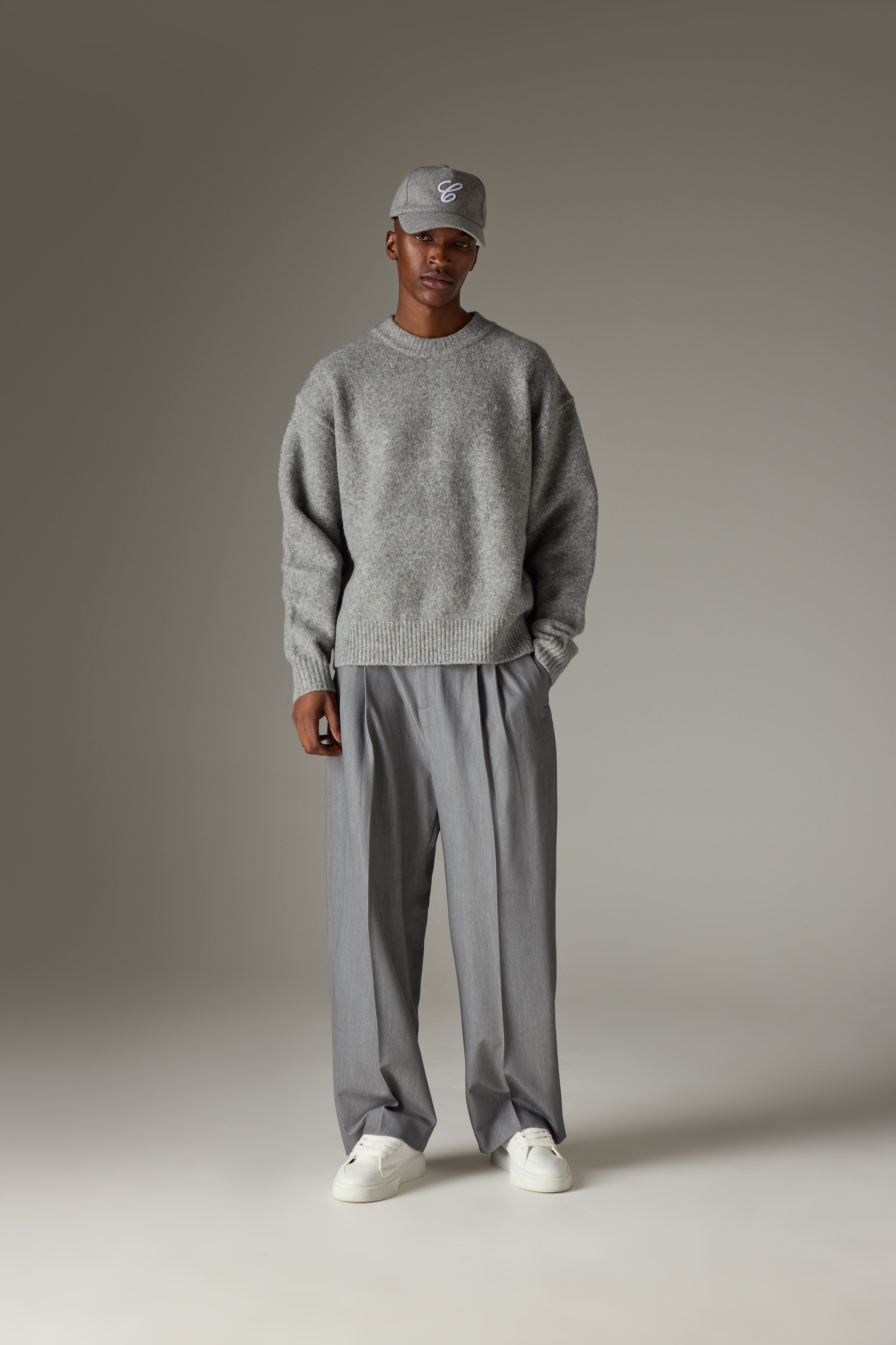 COPYRIGHT BRUSHED KNIT JUMPER - GREY MARL – The Couture Club