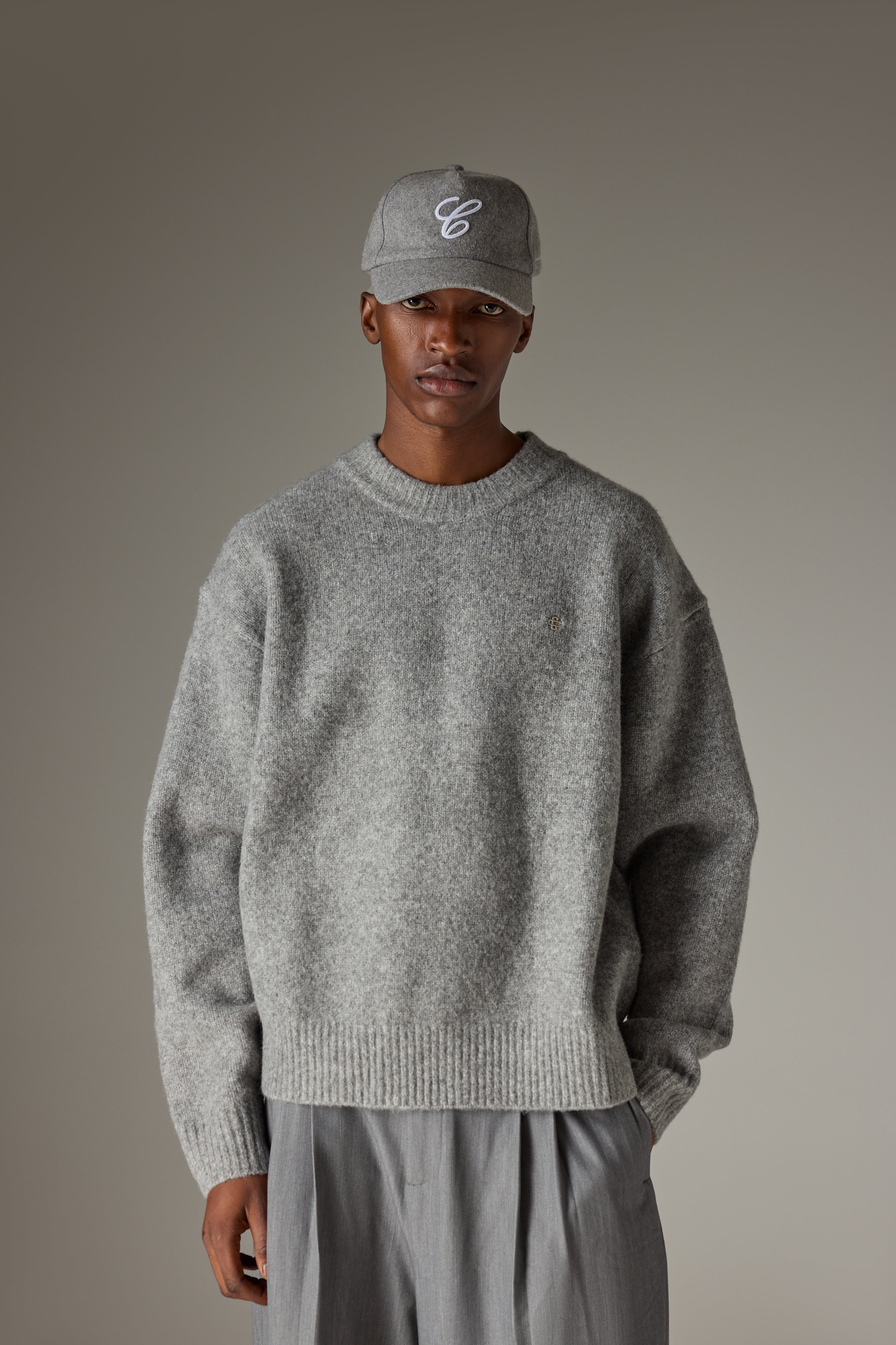 COPYRIGHT BRUSHED KNIT JUMPER - GREY MARL – The Couture Club