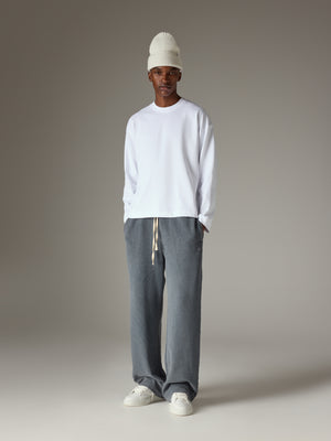 WASHED LONG SLEEVE T-SHIRT - WHITE