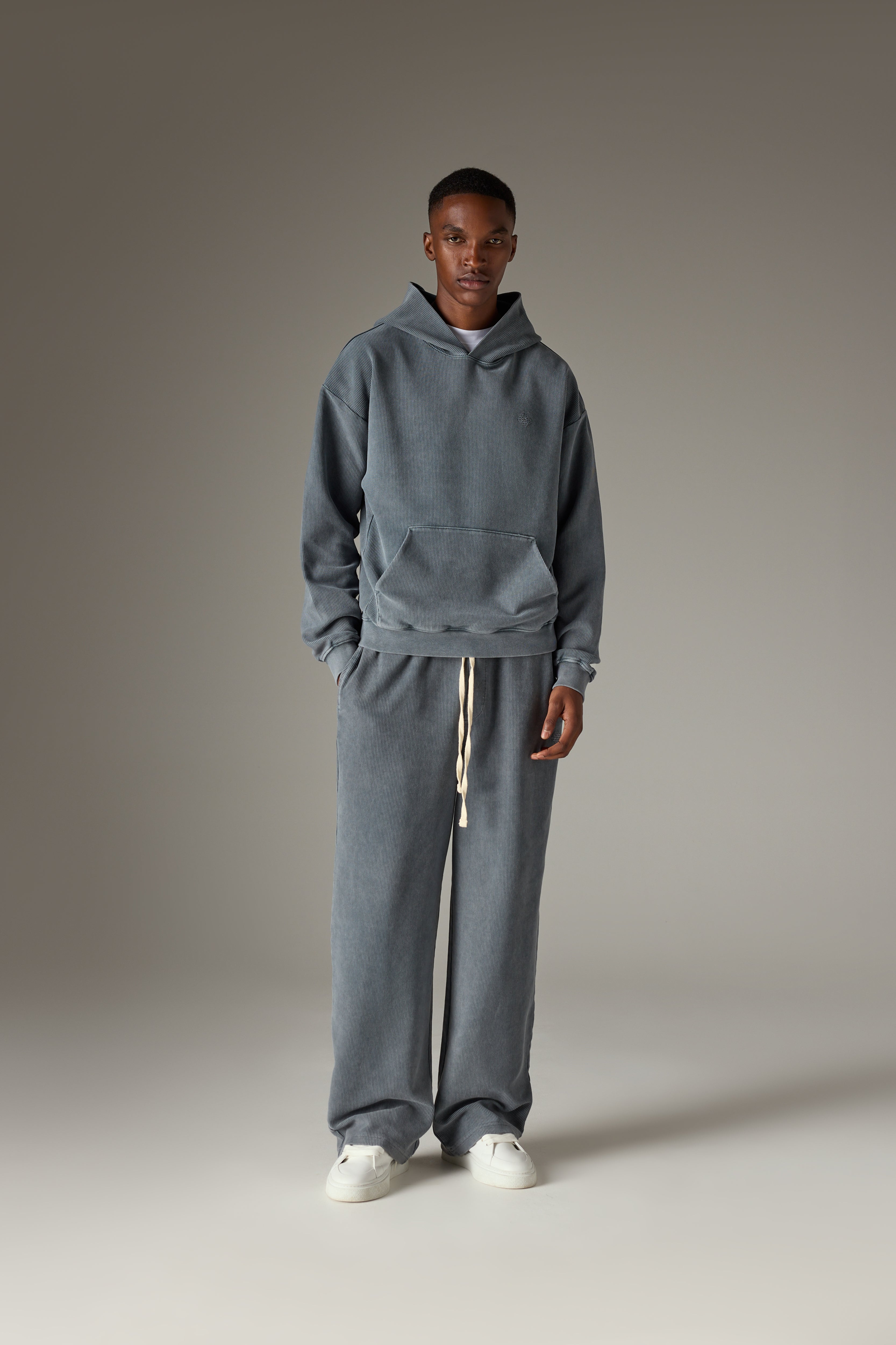 HEAVYWEIGHT WASHED RIBBED JERSEY JOGGERS - GREY