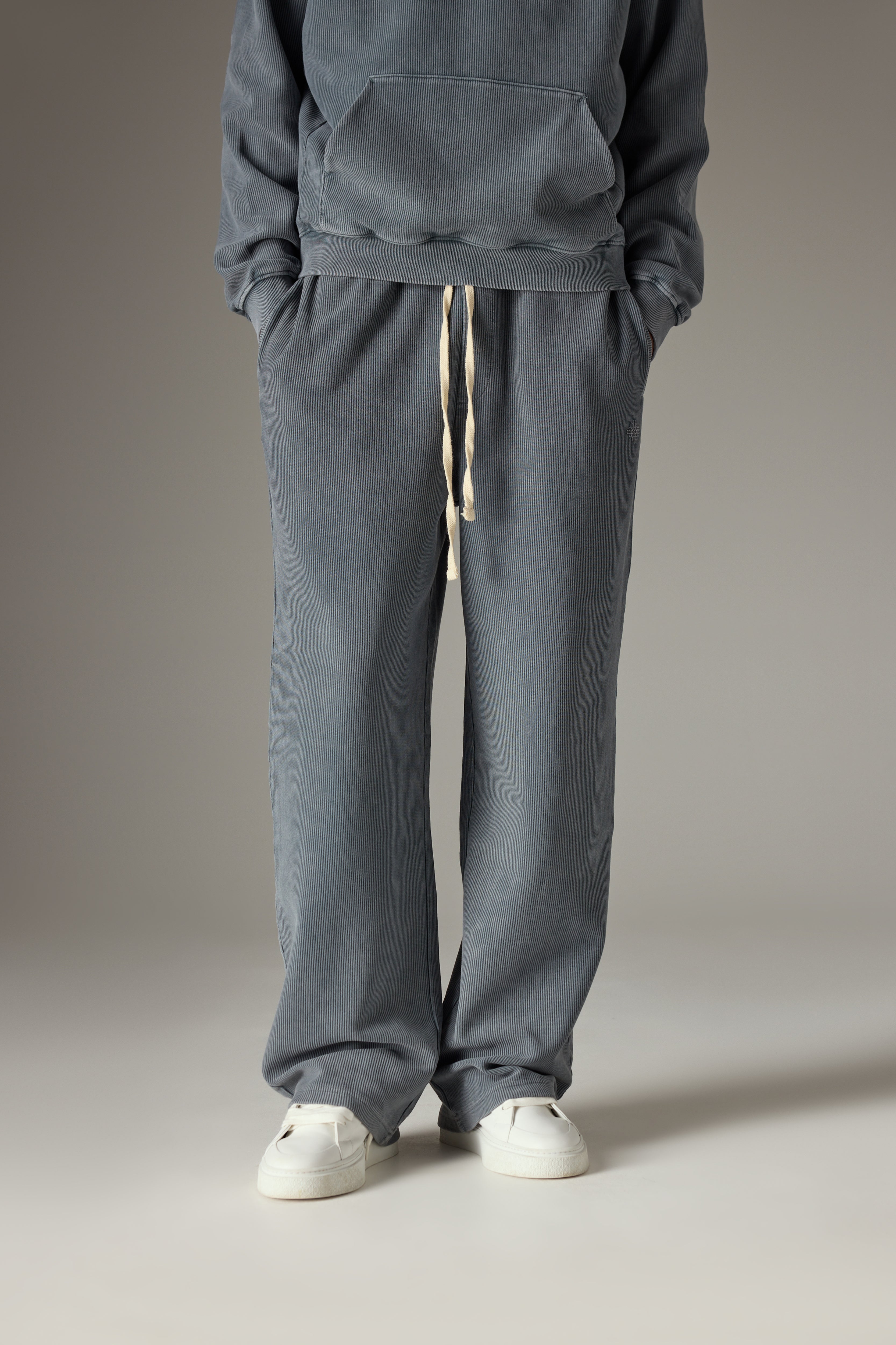 HEAVYWEIGHT WASHED RIBBED JERSEY JOGGERS - GREY