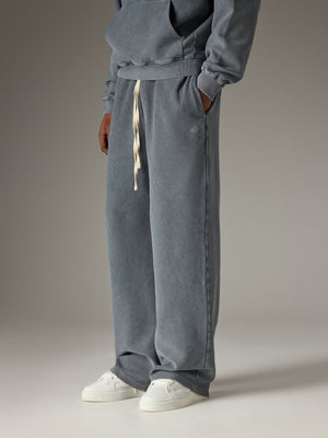 HEAVYWEIGHT WASHED RIBBED JERSEY JOGGERS - GREY