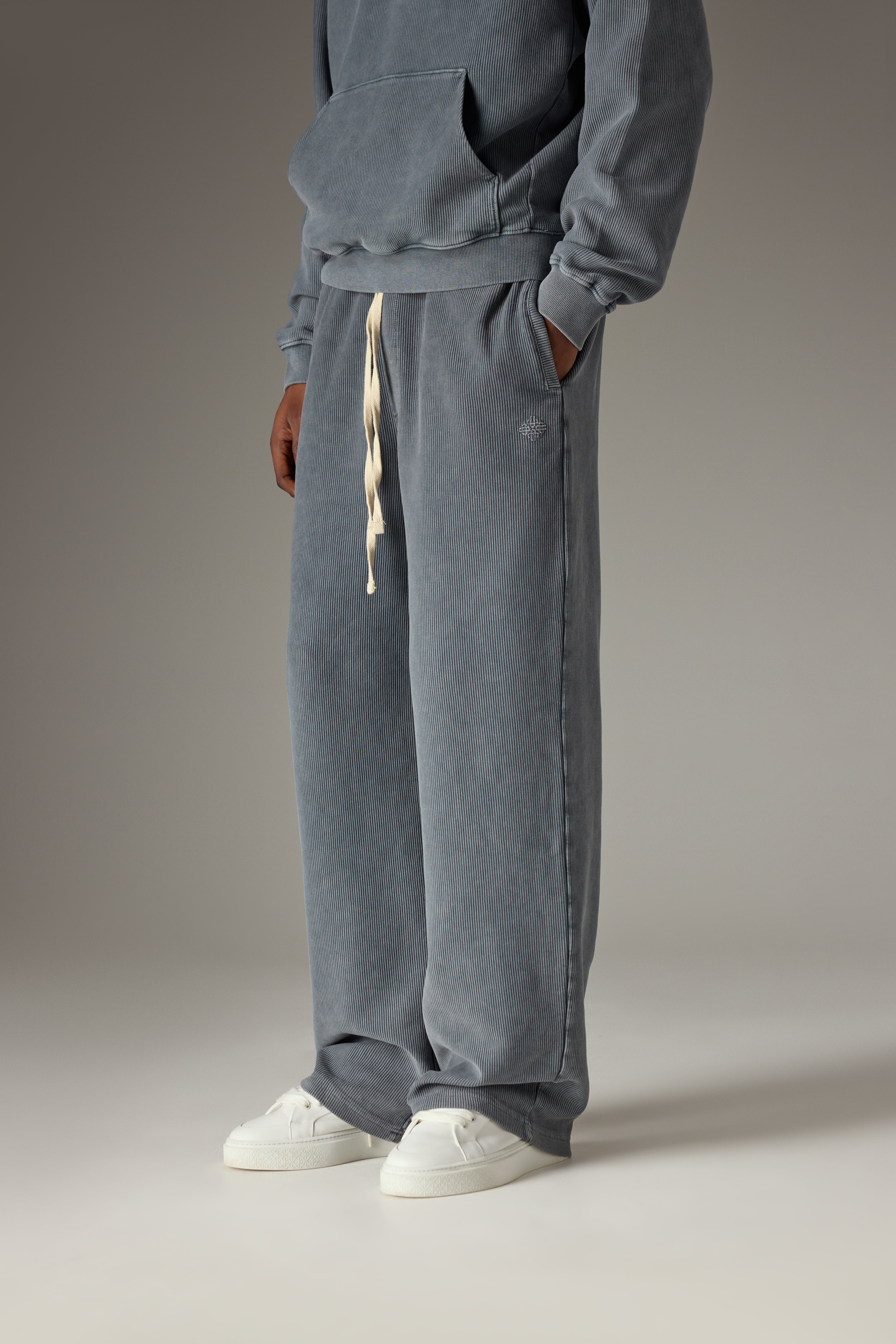 HEAVYWEIGHT WASHED RIBBED JERSEY JOGGERS - GREY