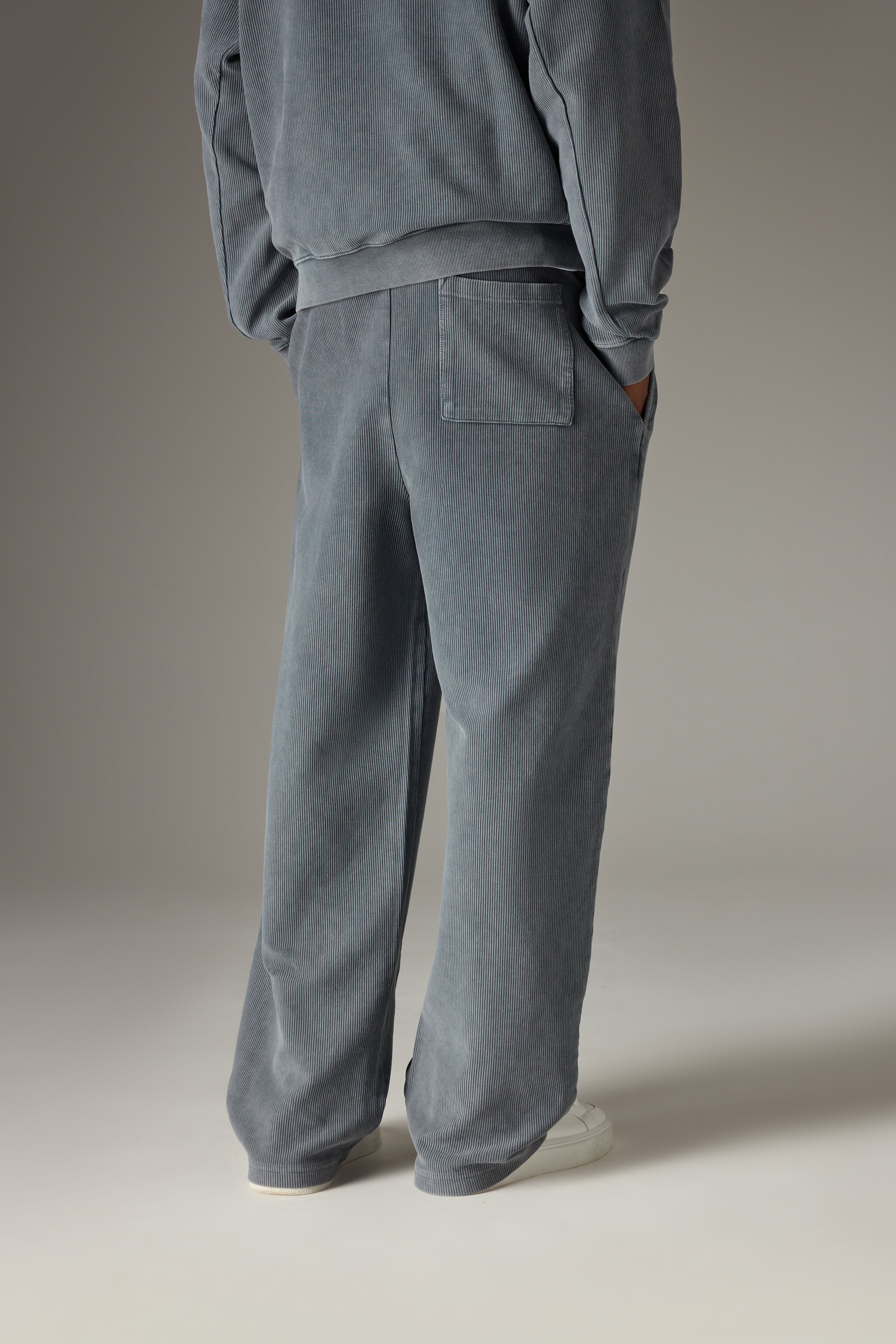 HEAVYWEIGHT WASHED RIBBED JERSEY JOGGERS - GREY
