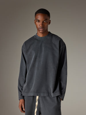WASHED LONG SLEEVE T-SHIRT - WASHED BLACK