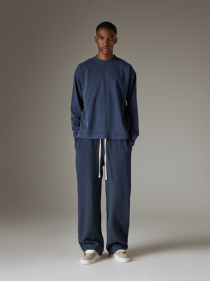 WASHED LONG SLEEVE T-SHIRT - NAVY