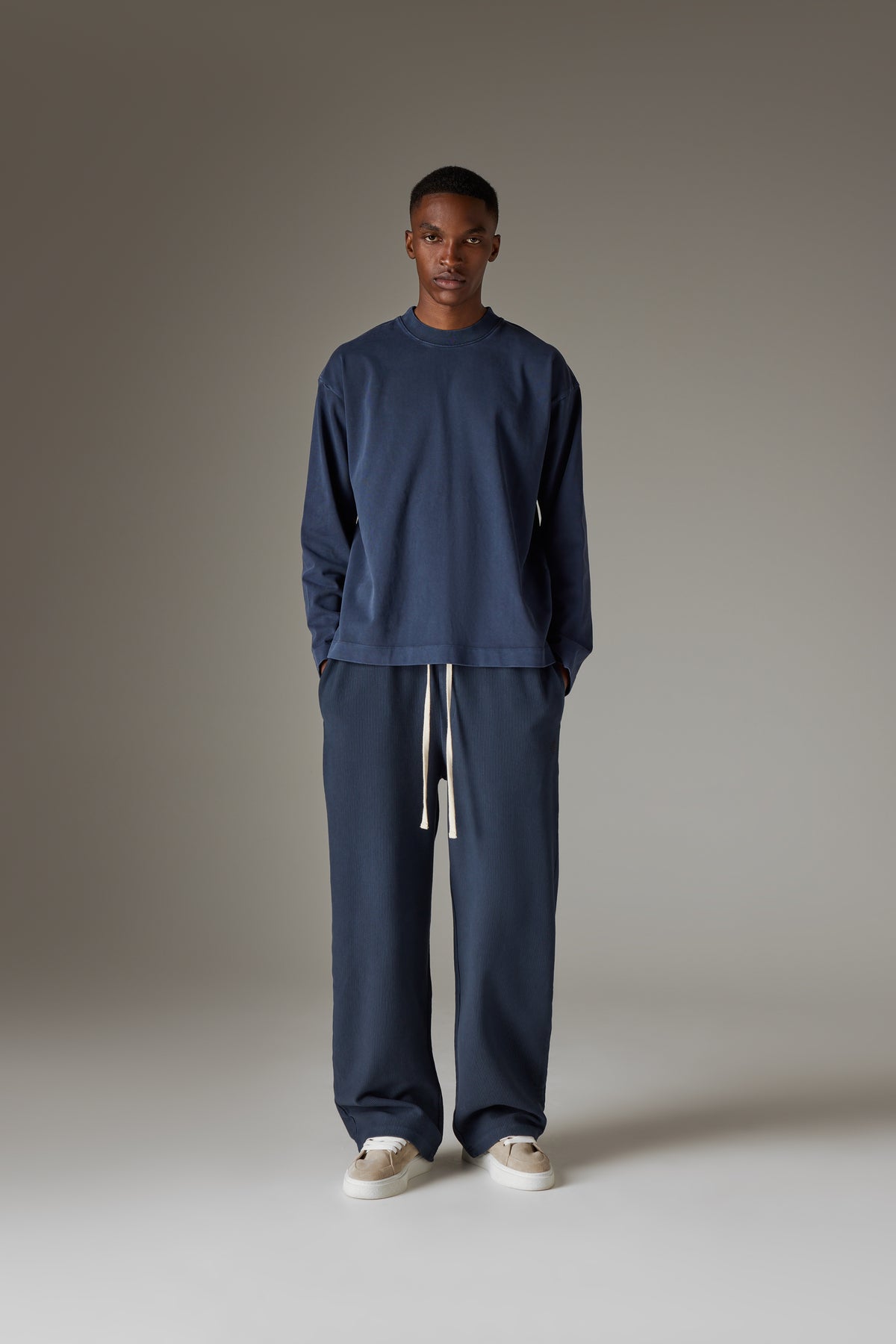 WASHED LONG SLEEVE T-SHIRT - NAVY