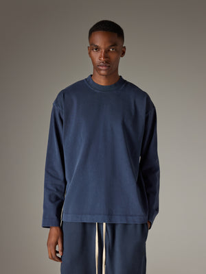 WASHED LONG SLEEVE T-SHIRT - NAVY