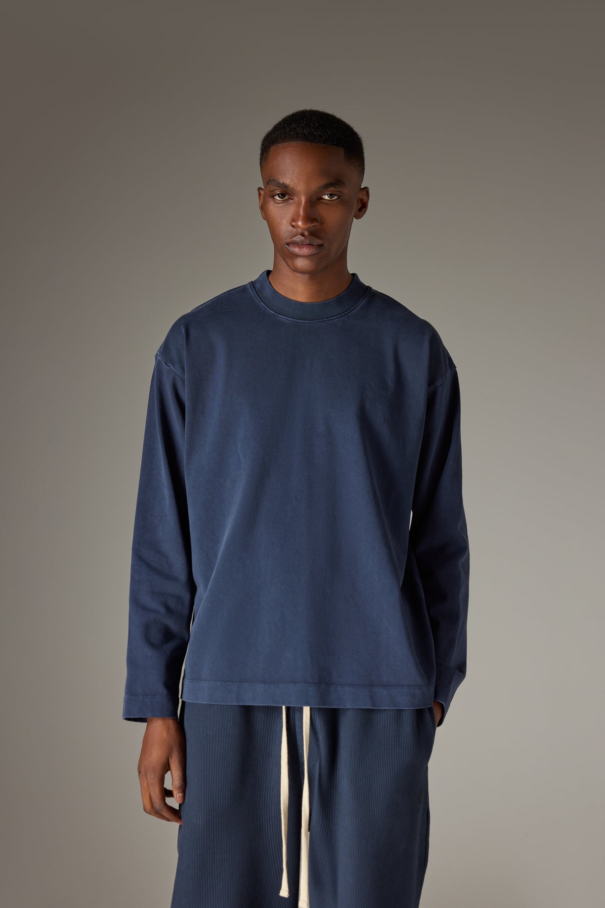 WASHED LONG SLEEVE T-SHIRT - NAVY