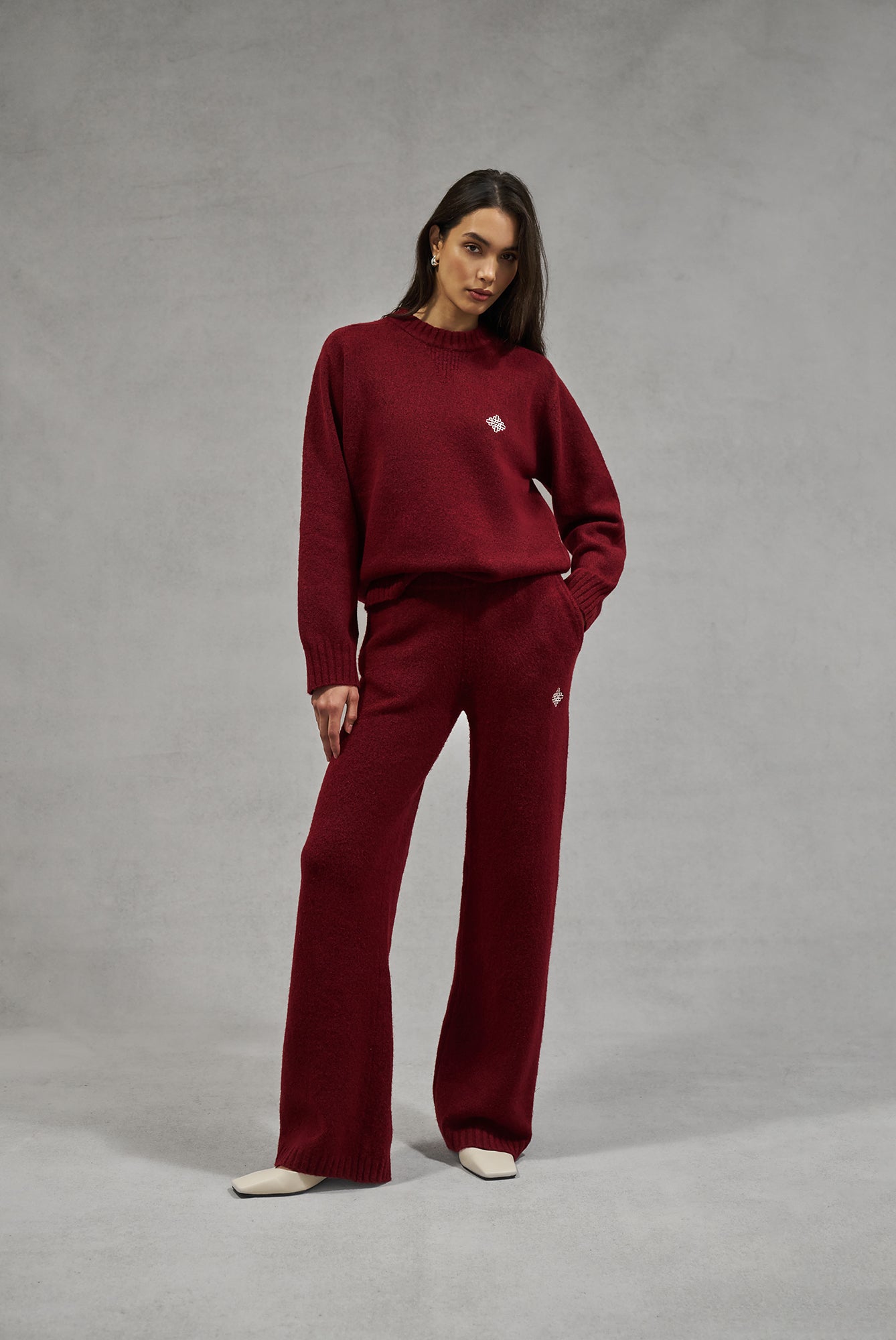 The Couture Club Kids Monogram Emblem Fluffy Knit Joggers in Black