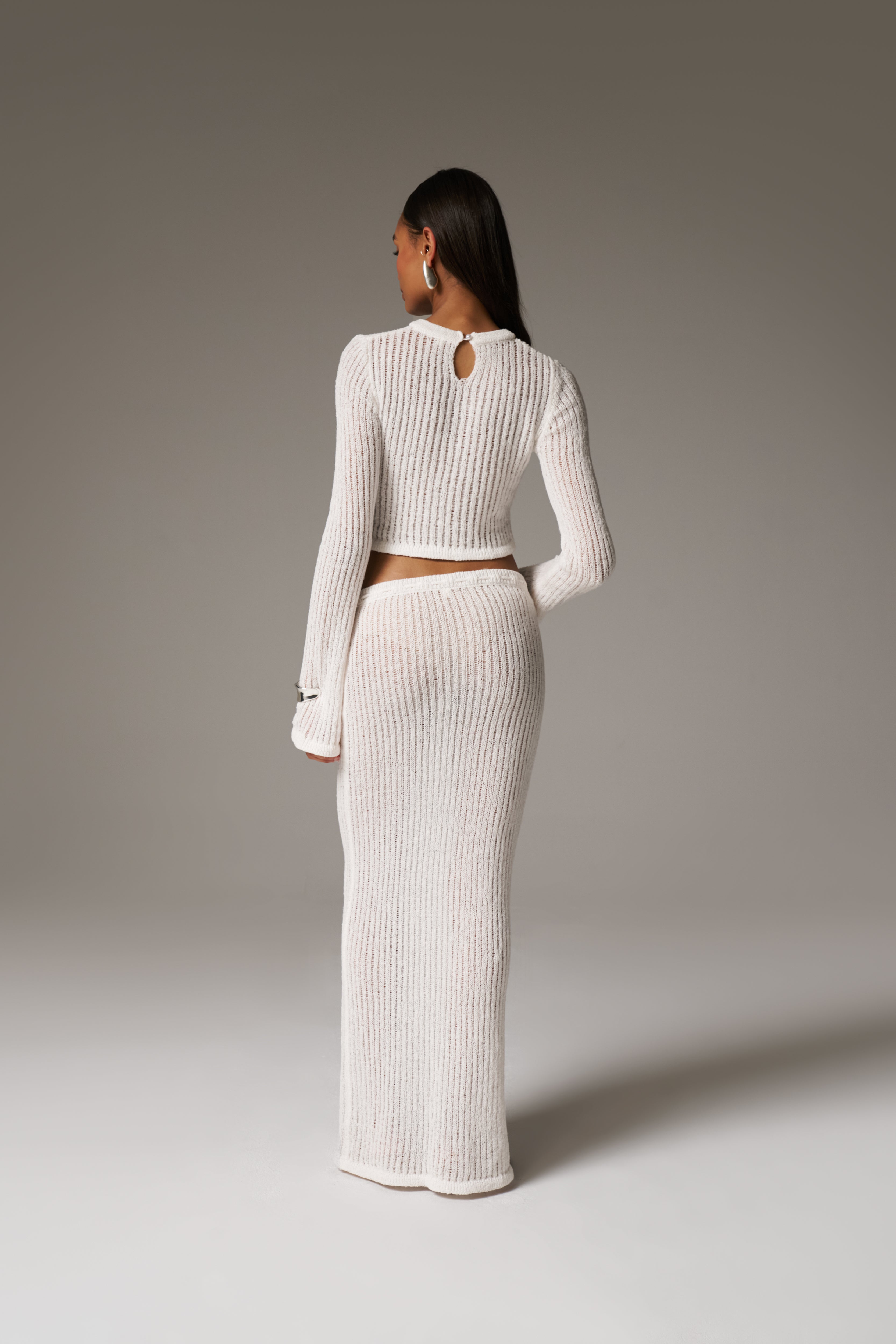LADDER KNIT MAXI SKIRT - CREAM