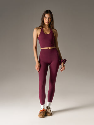 SCULPTING STRETCH EMBLEM LEGGINGS - PLUM