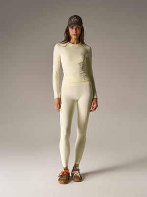 SCULPTING STRETCH EMBLEM LEGGINGS - YELLOW