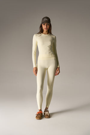 SCULPTING STRETCH EMBLEM LEGGINGS - YELLOW