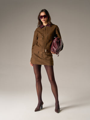 WASHED MINI SKORT - CHOCOLATE