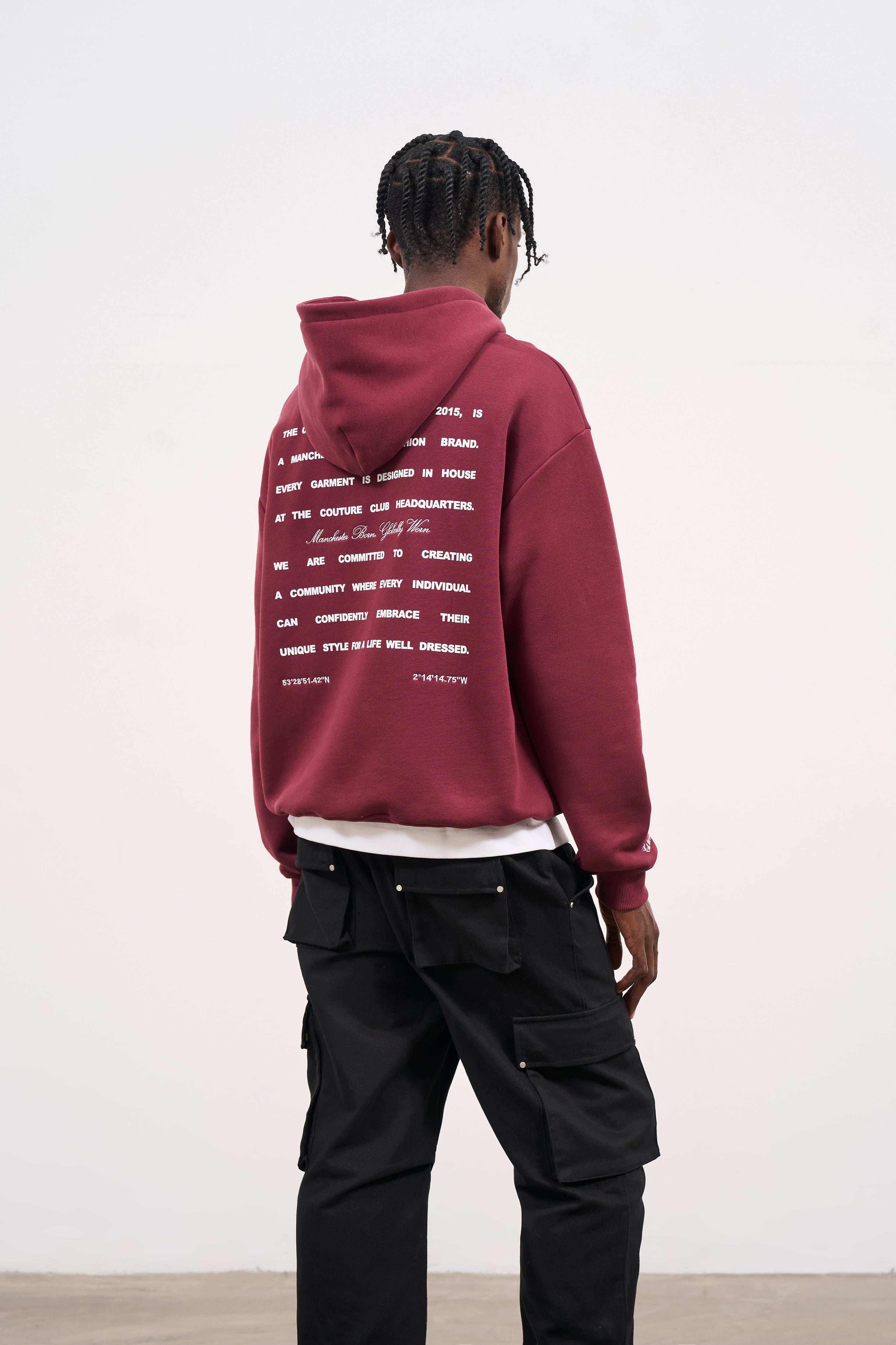 MISSION STATEMENT RELAXED HOODIE - BURGUNDY