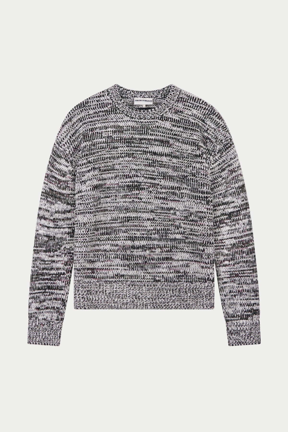 MIXED YARN KNITTED CREW - WHITE/KHAKI