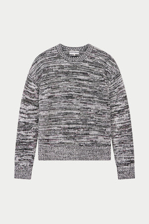 MIXED YARN KNITTED CREW - WHITE/KHAKI